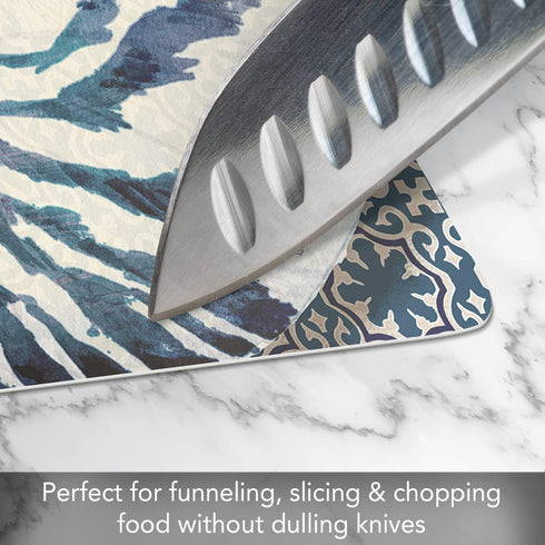 Cut N' Funnel Tide Pool Shells Designer Flexible Plastic Cutting Board Mat, 15" x 11.5", Easy to Clean, Made in the USA