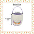 9 Inch Easter Basket, White Canvas with Bunny and Carrot Design, Diameter, Polka Dot Liner, Foldable Handle, for Egg