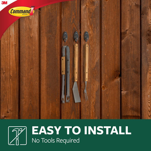 Command Outdoor Hooks, 2 Hooks and 4 Strips, Damage-Free Hanging Wall Decor with Weather Resistant Strips, Holds 3 lb