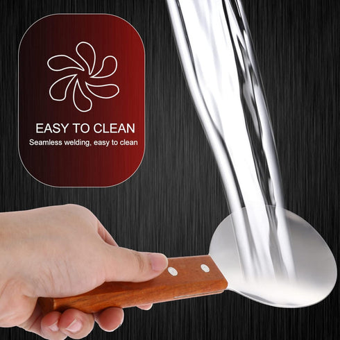 Rice Paddle Set, 4 Pcs Japanese Rice Spatula, Non-Stick Serving Spoon with Wood Handle for Home Kitchen