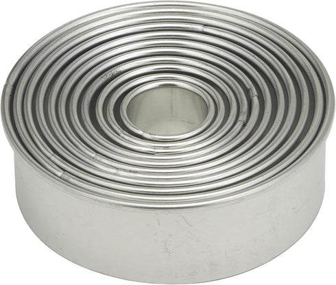 Mrs. Anderson’s Baking Cookie Fondant Cutters, Graduated Round, Stainless Steel, 10-Piece Set with Storage Container by Mrs. Anderson's Baking