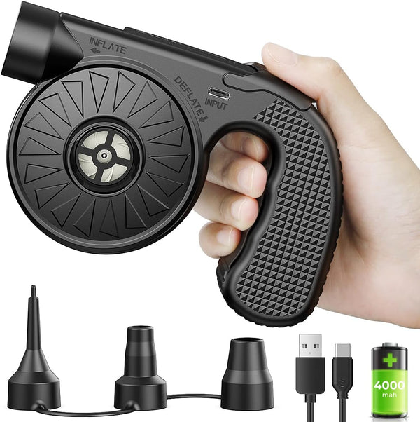 Dr.meter Portable Electric Air Mattress Pump - Rechargeable 4000mAh Battery Quick-Fill Inflator for Camping