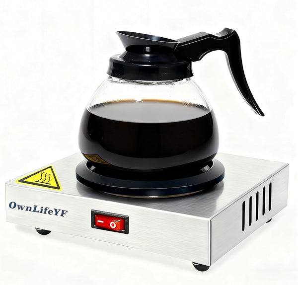 Commercial Coffee Warmer, 60W 176 Single Burner Decanter Warmer Plate, Stainless Steel