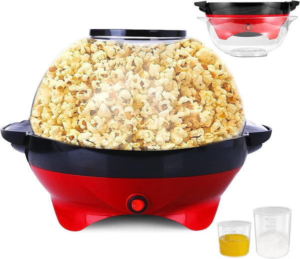 TLGREEN 6 Quart Popcorn Machine - 28 Cups, Electric Hot Oil Popcorn Maker with Nonstick Plate
