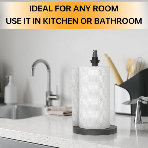 2 1 Countertop in Paper Towel Holder with Spray Bottle, Paper Towel Holder One-Handed Operation with Non Slip Weighted
