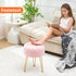 WROCFURSTAR Vanity Stool, Teddy Velvet Ottoman Foot Stool, Dressing Table Seat with Metal Leg Vanity Chair for Bedroom