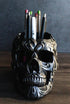 Ebros Gift Tribal Tattoo Floral Skull Pen Holder - 5.75" Office Desktop Decor, Cranium Skeleton Stationery Holder