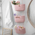3-Tier TeoKJ Over the Door Hanging Baskets with Button Strap, Woven Cotton Storage Organizer Bag, Wall-Mounted