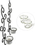 Set 2, 2 Lilys Home Deco Swirl Wall Sconce Tea Light Candle Holders, Steel, Black, of with Clear Glass Tealight Candle
