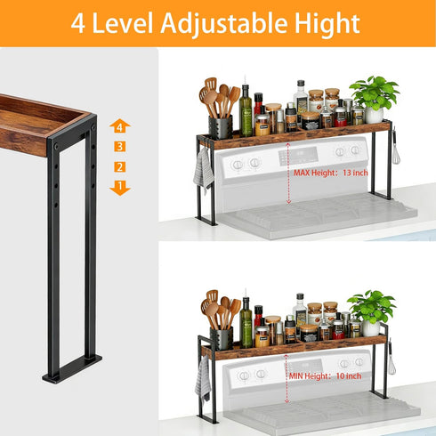 4 4 Spice Rack Shelf for Kitchen Stove, Over The Stove Shelf with Level Adjustable Height, Over Stove Spice Rack