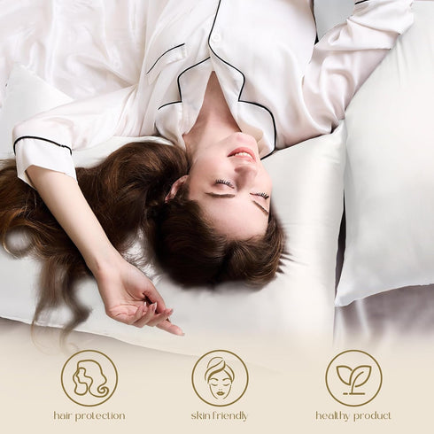 ZIMASILK 100% Pure Mulberry Silk Pillowcase, Queen 20''x30'', White, 600 Thread Count, Hidden Zipper