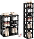TRZZ 4-Tier Small Shoe Rack, DIY Height-Adjustable Mini Shoe Organizer for Entryway, Closet, Small Space (Plastic,