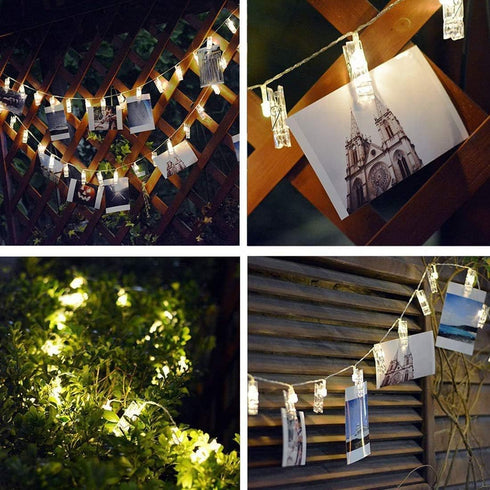 Dopheuor LED Photo Clip Copper String Lights, Warm White Battery Powered Fairy Lights for Bedroom Wall Decor