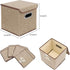 Storage Bin Set of 4, Linen Fabric Foldable Container with Lid, Collapsible Organizer Boxes – 10 x 10 x 10 Inches