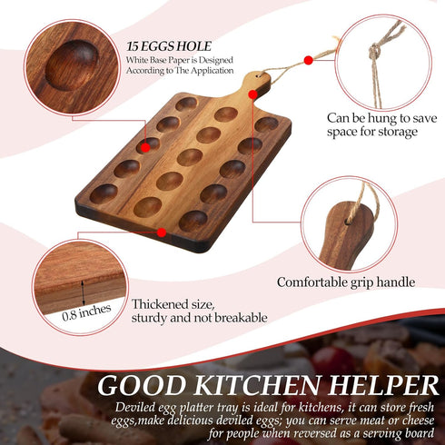 Kitchen(15 7 Inch, 15 Gerrii Reversible Wooden Deviled Egg Platter Deviled Egg Tray Charcuterie Board Cutting Board