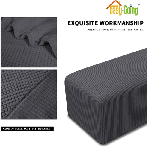 20-30in Easy-Going Stretch Ottoman Cover Length Folding Storage Stool Furniture Protector Soft Rectangle slipcover