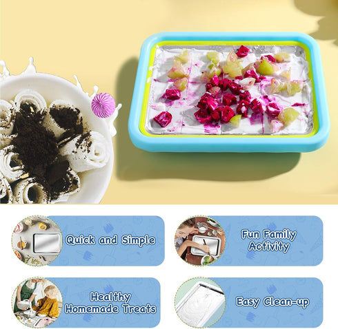 Nenkarn Frozen Mini Rolled Ice Cream Maker, Yogurt Rolls Tray, Instant Cold Plate Ice Cream Maker, Homemade DIY