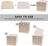 Posprica Storage Bins, 13×13 Fabric Drawers Organizer Basket Boxes, 2pcs, Cream/Gold Geometry Pattern