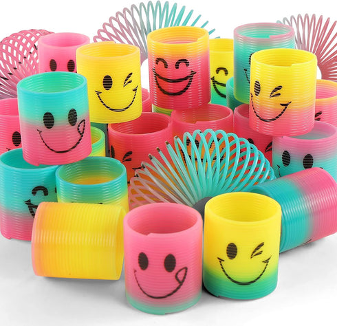 Fun-Here 30 Pack Spring Rainbow Magic Fidget Stress Coil Mini Springs Bulk Toys for Party Favor Carnival Prize Birthday