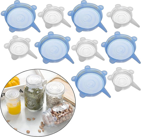 Adpartner Silicone Stretch Lids, Pet Food Can Covers (10-Pack, 2.6in+3.74in), Reusable BPA-free Storage Covers