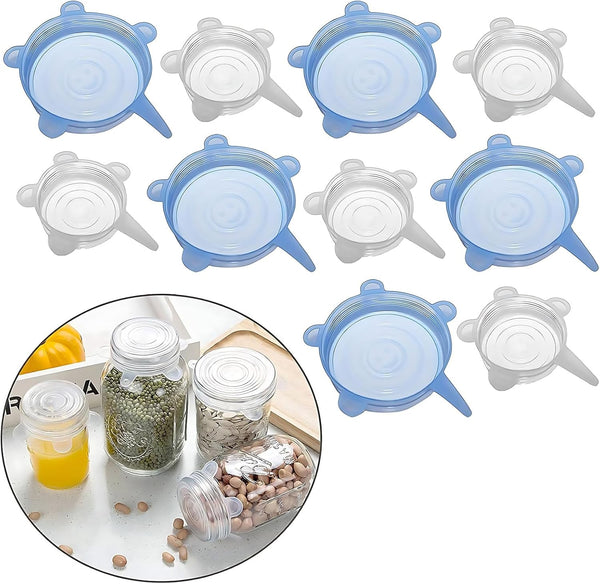 Adpartner Silicone Stretch Lids, Pet Food Can Covers (10-Pack, 2.6in+3.74in), Reusable BPA-free Storage Covers
