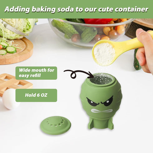 Fun Guy Fridge Deodorizer, Baking Soda Holder for Refrigerator Odor Absorber, Reusable Silicone Freshener Container