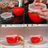 Home-X Microwave Soup Mugs with Lid- Set of 2, Microwave Soup Bowls with Handle and Vented Lid, BPA Free Dishwasher Safe, 32oz Capacity, Set of 2, 7 ¼" L x 5" W x 4" H, Red by Home-X