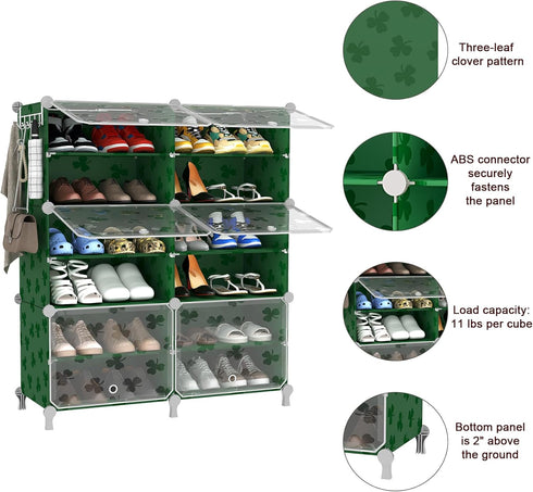 6 24 Closet UNKU Shoe Rack, Tier Shoe Storage Cabinet Pair Plastic Shoe Shelves Organizer for Bedroom Entryway Green