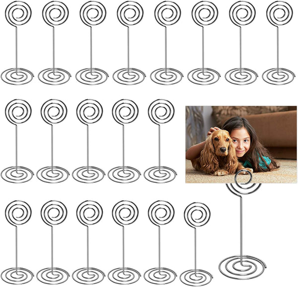 Table Number Card Holders, 25 Pack Picture Holders for Tables, Wire Shape Clips for Wedding Party, Silver