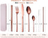 AARAINBOW 7 Pieces Stainless Steel Flatware Set, Portable Reusable Cutlery Set, Travel Utensils, Rose Golden