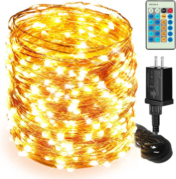 Moobibear LED String Lights, 164ft 500 LED Fairy Lights Plug in, Dimmable