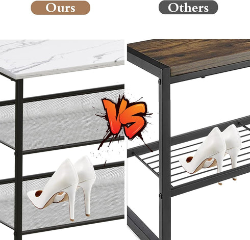 4 3 11.8" 25" 20" Closet Garden you Shoe Rack for Entryway Tiers D x W x H, Metal Shoe Rocks with White Wooden