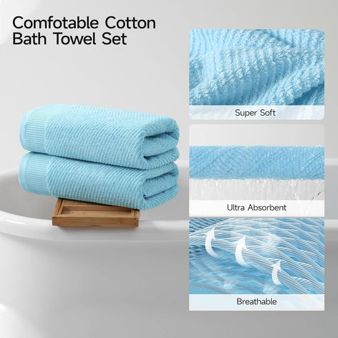 Set 8, 100% Set 2 2 4 REDKISS Luxury Bath Towel of Cotton Bathroom Towels with Bath Towels, Hand Towels, Washcloths