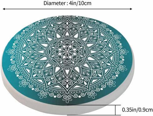 Pznen Set 2 4 Inch Mandala Pattern Coasters for Drinks Office Coffee Table Black and White Doodles Sketch Good Mood
