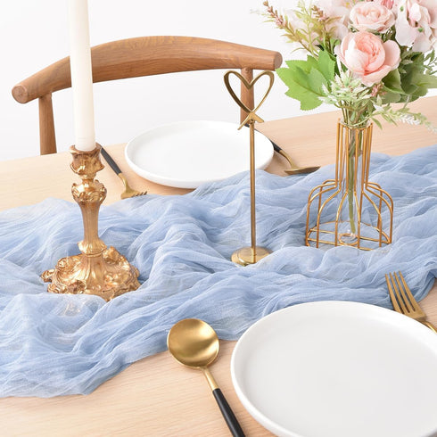 Summer 10Ft Joanlody Blue Cheesecloth Table Runner Spring Rustic Gauze Boho Cheese Cloth Table Runner for Wedding