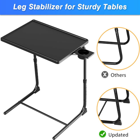 Allpop 6 3 TV Tray Table - Adjustable TV Dinner Tray for Eating, Folding Laptop Table with Heights & Tilt Angles, Cup