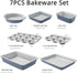 7-Piece Set Sets CAROTE Nonstick Stackable Baking Pans - Bakeware Including Cookie Sheets for Baking, Muffin Pan, Bread
