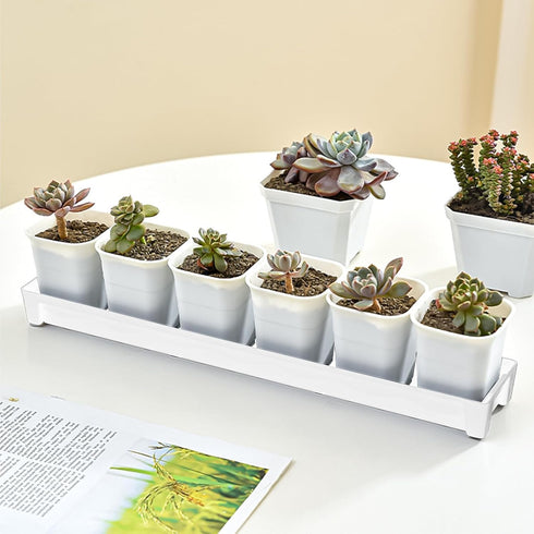 JoyHuaTrade 5 16 4.5 1.6 Inch PCS Plastic Plant Tray Saucer, Rectangular Windowsill Plant Drainage Stand for Indoors