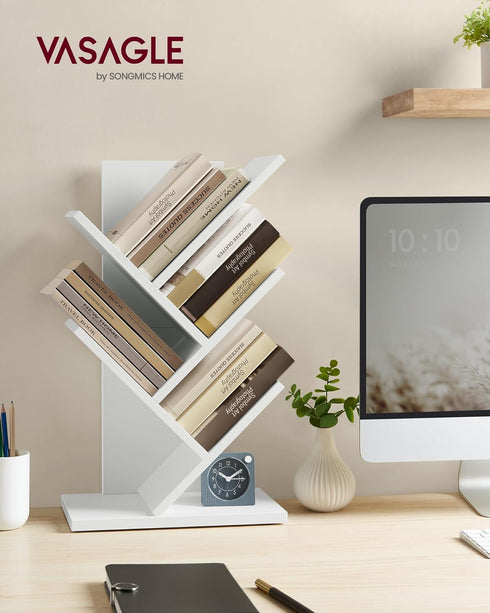 5-Tier ULBC183T14 VASAGLE Tree Bookshelf, Bookcase, Small Bookshelf, Space-Saving Corner Shelf, Book Tree, Holds Books