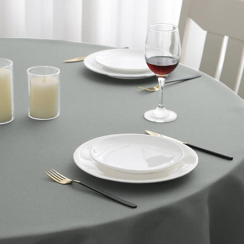Romanstile Round Waterproof Tablecloth, Stain Resistant Washable Table Covers, Light Grey, 70 Inch