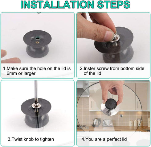 uxcell Universal Lid Knobs for Pan Pots Cover Grip Replacement, Heat Resistant Plastic Knob Handle