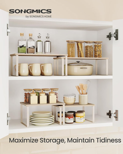 Set 2 Counter UKCS020L01 SONGMICS Cabinet Organizer Shelf, of Kitchen Shelves, Kitchen Storage, Spice Rack, Stackable