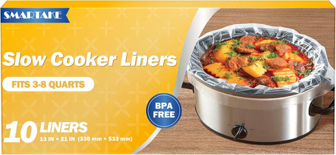 SMARTAKE Disposable Slow Cooker Liners, 13"x 21" Crockpot Bags, Fit 3QT to 8QT for Cooking, 10 Liners