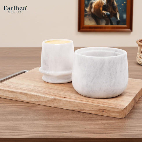 4.25 Inches Counter, Countertop Marble Butter Keeper White Butter Dish with Lid Handmade French Butter Crock