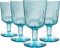 Bormioli Rocco Set of 4 Romantic Stemware Glasses, 10.75 Oz. Colored Crystal Glass, Light Blue, Made in Italy
