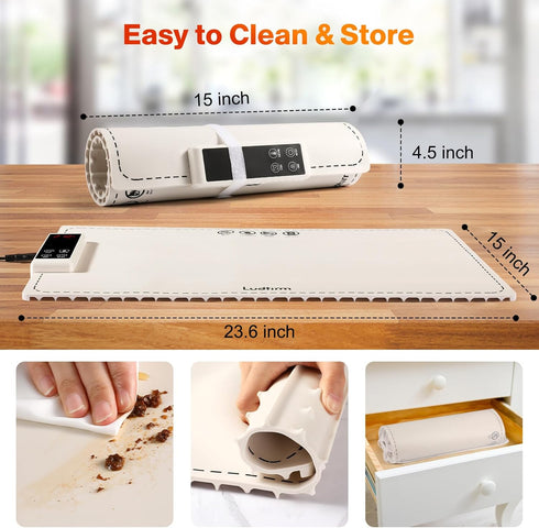 4 6 5 Settings, Countertop, Warming Mat for Food, Graphene & Aluminum Foil Full Surface Heating Electric Warming Tray