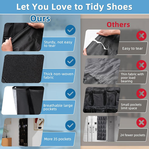 35 4 Aisoso Over the Door Shoe Organizer with Large Breathable Mesh Pockets and Metal Hooks Space Saving Hanging