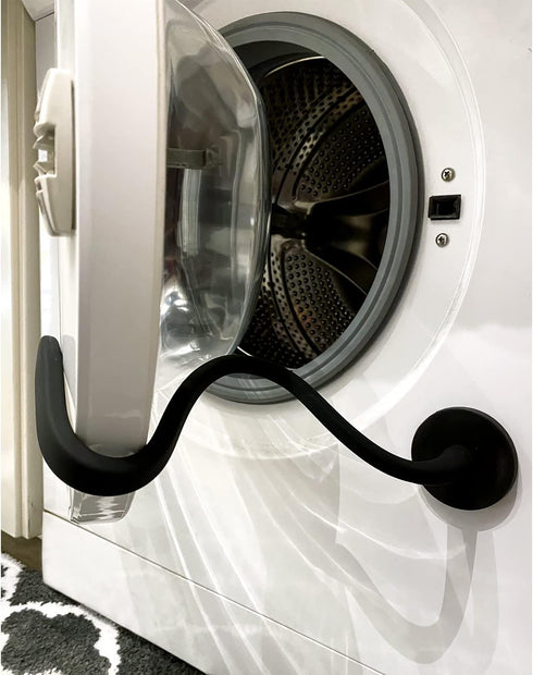 Spedtees Front Load Washer Door Prop, Magnetic Flexible Support to Keep Washer Drying Door Open (Black, Round)