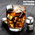 DERGUAM 8 Packs Fast-Cooling 304 Stainless Steel Ice Cubes, Whiskey Stones with Wine Opener, Nonslip Ice Tong & Tray