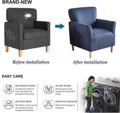 1-Piece 01 NILUOH Banquet Armchair Slipcover Stretch Chair Covers with Arms Printed Soft Accent Chair Cover Anti-Slip
